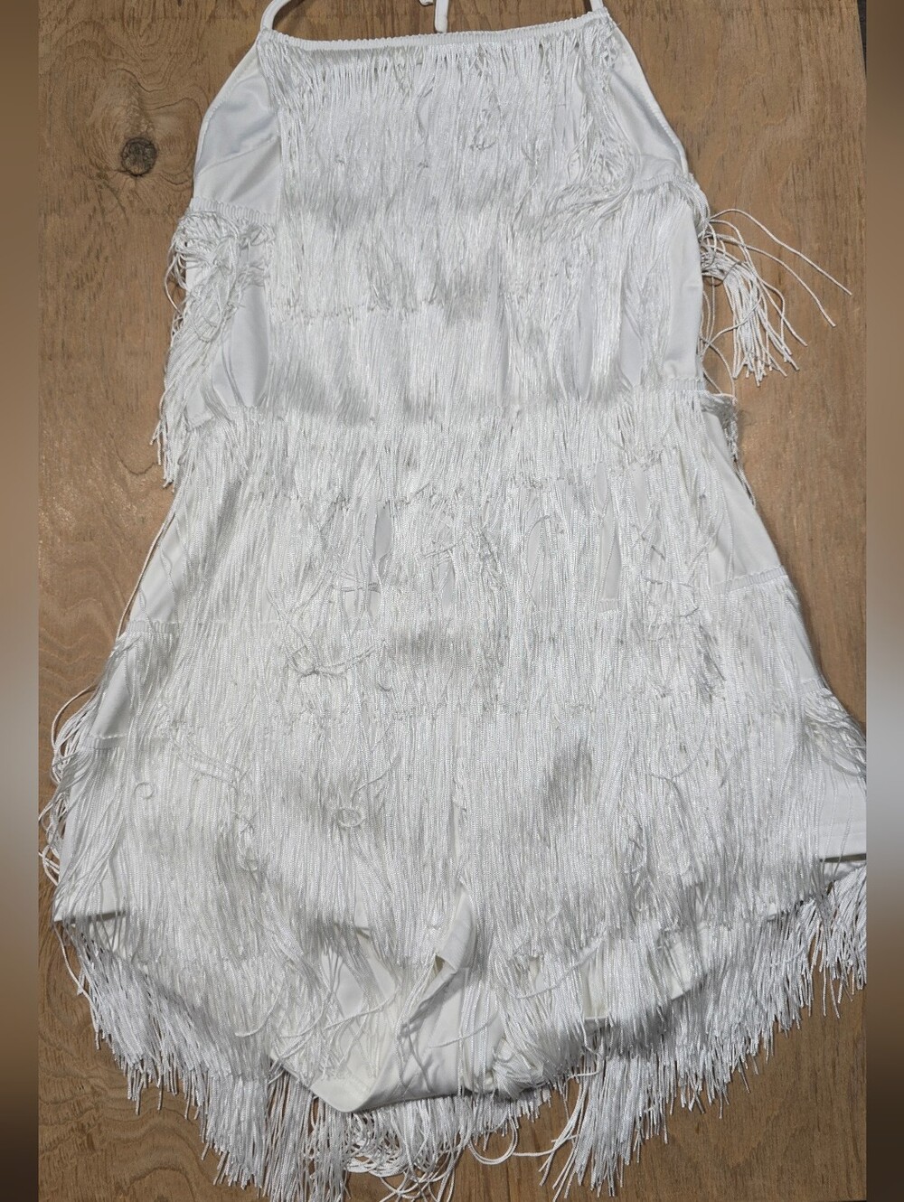 White Fringe Halter Romper - Flirty Party Look